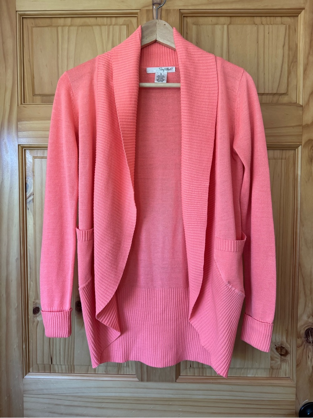 Say What? Coral Open-Front Draped Cocoon Cardigan size small
